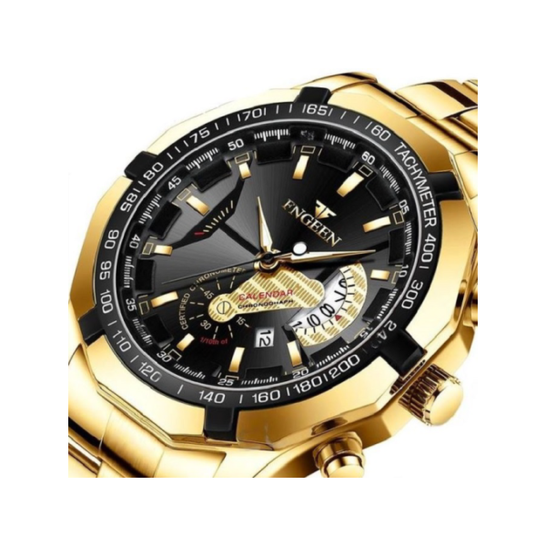 Water Resistance Gold Wrist Watch